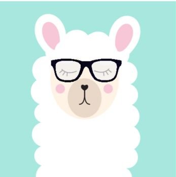 Little cute llama with glasses for card and shirt design. Vector Illustration EPS10. Little cute llama with glasses for card and shirt design. Vector Illustration