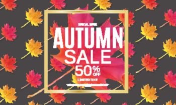 Shiny Autumn Leaves Sale Banner. Business Discount Card. Vector Illustration EPS10. y2018-08-23-01
