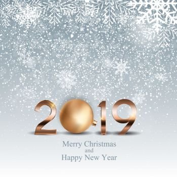 2019 New Year Background with Christmas Ball. Vector Illustration EPS10. 2019 New Year Background with Christmas Ball. Vector Illustration