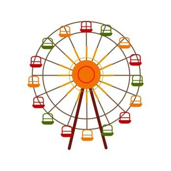 Colorful attraction, ferris wheel including red green yellow and brown colors at traditional october festival in germany held in october each year vector. Vector Illustration Color Attraction at festival