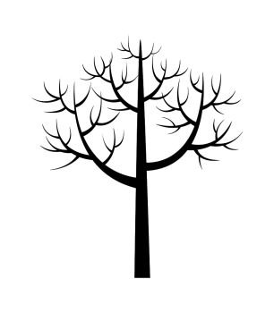 Tree icon with branches, poster with plant usually losing leaves in cold seasons and wintertime, vector illustration isolated on white background. Tree Icon with Branches Poster Vector Illustration