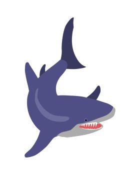 White shark cartoon character. Toothy shark with open mouth flat vector isolated on white. Aquatic fauna. Shark icon. Fish illustration for oceanarium ad, nature concept, children book illustrating