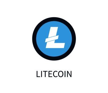Litecoin peer-to-peer cryptocurrency, icon with emblem of digital asset in circle and headline below, vector illustration isolated on white background. Litecoin Cryptocurrency Icon Vector Illustration