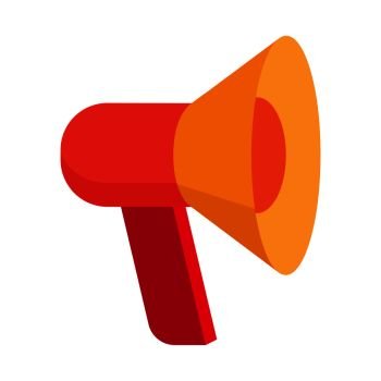 Cute megaphone pattern, color vector illustration with red and orange speaking trumpet that isolated on white background, bullhorn with long handle. Cute Megaphone Pattern Color Vector Illustration