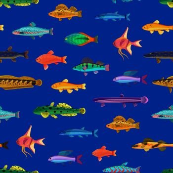 Seamless pattern with small marine creatutes cartoon vector illustration. Print for textile or fabric with sea inhabitants, cartoonish wallpaper.. Varicoloured Marine Creatures Seamless Pattern