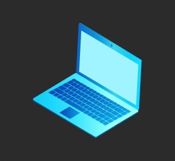 Laptop with keyboard and screen isolated isometric 3d icon vector. Portable personal computer used in education and general use. Lap with buttons. Laptop with Keyboard Screen Vector Illustration