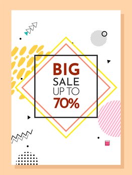 Trendy abstract geometric bubble hot sale. New arrival, big sale and special offer. Black friday up to. Big discount. Vivid banner retro poster design style. Vintage colors and shapes in memphis style. Abstract geometric bubble hot sale. New arrival, big sale and special offer. Black friday up to. Big discount