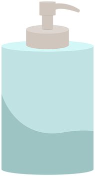 Pump bottle flat vector illustration. Cosmetic product package. Liquid cream soap in a plastic container with dispenser. Shower gel or hair shampoo bottle. Facial, scalp or skin care product. Facial or skin care product vector illustration. Liquid soap in plastic container with dispenser