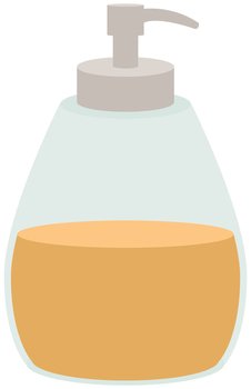 Facial or skin care product vector illustration. Dispenser bottle with cleaning liquid inside. Shower gel or hair shampoo bottle. Facial, scalp or skin care product. A plastic container with dispenser. Facial or skin care product vector illustration. Dispenser bottle with cleaning liquid inside