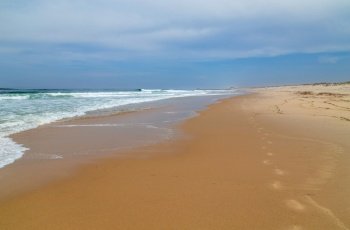 Beautiful empty beach near Aveiro, Portugal