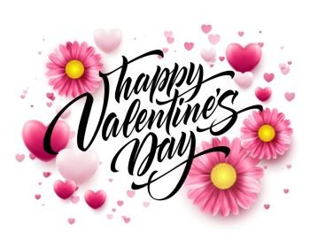 Valentines Day Lettering on Flower Background. Vector illustration EPS10. Valentines Day Lettering on Flower Background. Vector illustration