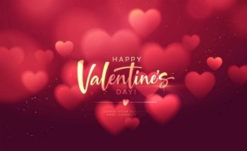 Bokeh Blurred Heart Shape Shiny Luxurious Background for Valentines Day congratulations. Handwriting lettering Happy Valentines Day. Vector illustration EPS10. Bokeh Blurred Heart Shape Shiny Luxurious Background for Valentines Day congratulations. Handwriting lettering Happy Valentines Day. Vector illustration
