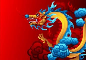 Background with Chinese dragon. Traditional China symbol. Asian mythological color animal.. Background with Chinese dragon.