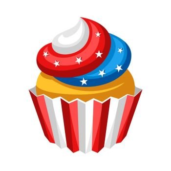 Stylized illustration of cupcake. American Flag colors.. Stylized illustration of cupcake.