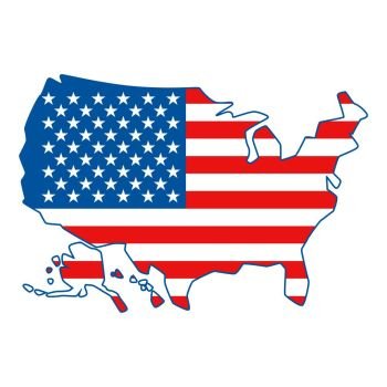 Map of United States of America. American Flag colors.. Map of United States of America.