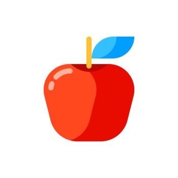 Icon of red apple in flat style. Illustration isolated on white background.. Icon of red apple in flat style.