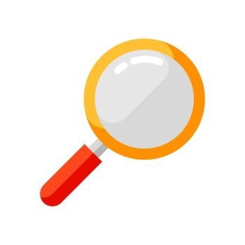 Icon of magnifying glass in flat style. Illustration isolated on white background.. Icon of magnifying glass in flat style.
