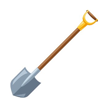 Illustration of garden shovel. Tool for farming and gardening.. Illustration of garden shovel.