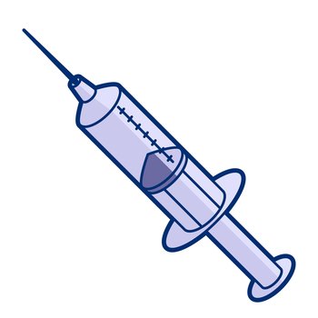 Illustration of syringe in cartoon style. Cute funny object. Symbol in comic style.. Illustration of syringe in cartoon style. Cute funny object.