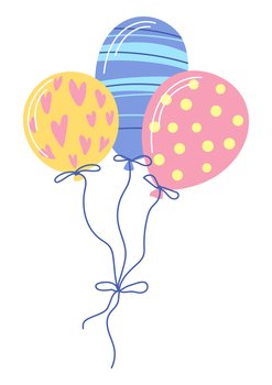 Illustration of Happy Birthday balloons. Party invitation. Celebration or holiday item.. Illustration of Happy Birthday balloons. Celebration or holiday item.