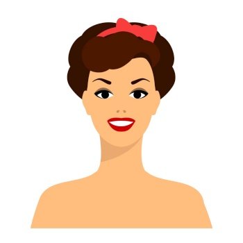 Stylized illustration of retro girl. Image for design and decoration. Object or icon in abstract style.. Stylized illustration of retro girl. Image for design or decoration.