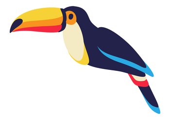 Illustration of toucan. Tropical exotic decorative bird. Stylized image for design.. Illustration of toucan. Tropical exotic decorative bird.