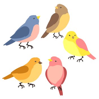 Set of stylized birds. Image of wild birdie in simple style. Vector icons.. Set of stylized birds. Image of wild birdie in simple style.