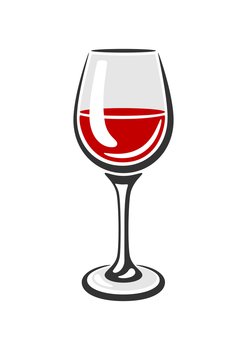 Illustration of glass with red wine. Image for restaurants and bars. Business and industrial item.. Illustration of glass with red wine. Image for restaurants and bars.