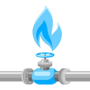 Illustration of shut off valve on natural gas pipe. Industrial and business stylized image.. Illustration of shut off valve on natural gas pipe. Industrial and business stylied image.