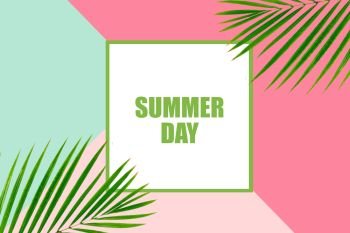 Summer minimal background with fresh leaves. Tropical green leaves