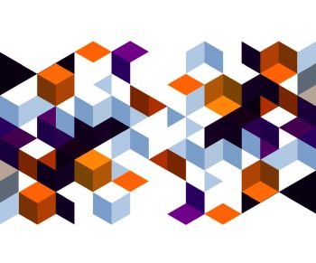 Abstract background with orange and purple color cubes for design brochure, website, flyer. EPS10. Abstract background with color cubes and grid