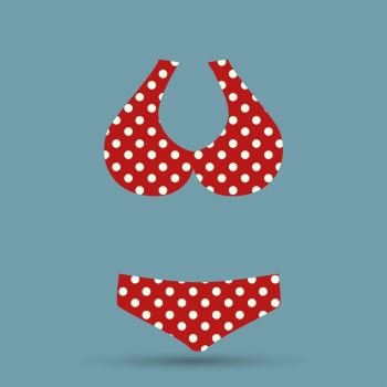 Top polka dot summer mode, swimsuit of pink color with print of dots, summer mode and fashion for women