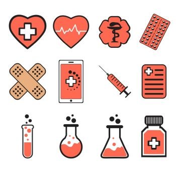 Healthcare and medicine icons set