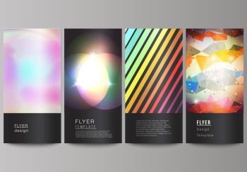 The minimalistic abstract vector illustration of the editable layout of four modern vertical banners, flyers design business templates. Abstract colorful geometric backgrounds in minimalistic design to choose from. Abstract vector illustration of the editable layout of four modern vertical banners, flyers design business templates. Abstract colorful geometric backgrounds in minimalistic design to choose from