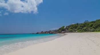 Petite Anse beach on La Digue Seychelles.. Petite Anse beach on La Digue Seychelles