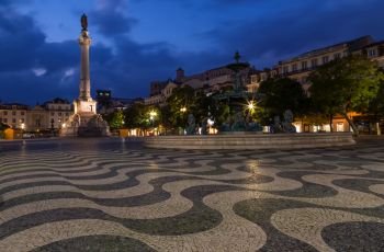 Rossio square in the center of Lisbon.. Rossio square in the center of Lisbon