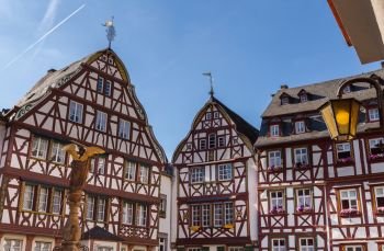 Historic houses fronts in Bernkastel-Kues on the Mosel.. Historic houses fronts in Bernkastel-Kues on the Mosel