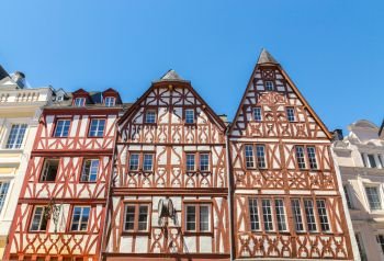 Historic House facade Main Market in Trier Rhineland Palatinate Germany