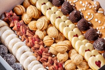 background of czech traditional homemade christmas cookies. czech traditional homemade christmas cookies