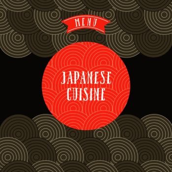Traditional Japanese pattern, ornament. Japanese-style background. Vector illustration. Japanese cuisine menu template. In the center of the place for text.