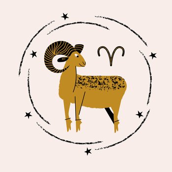 Aries zodiac sign. Golden Aries on a light background. Horoscope and astrology. Vector illustration in a flat style.. Aries zodiac sign. Horoscope and astrology. Vector illustration in a flat style.