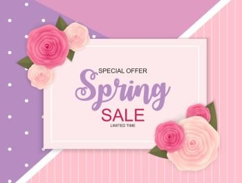 Spring Sale Cute Background with Flowers. Vector Illustration EPS10. Spring Sale Cute Background with Flowers. Vector Illustration