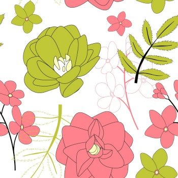 Hand drawn flower seamless pattern background. Vector Illustration EPS10. Hand drawn flower seamless pattern background. Vector Illustration