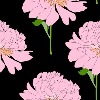 Abstract Hand Drawn Peony flower seamless pattern background. Vector Illustration EPS10. Abstract Hand Drawn Peony flower seamless pattern background. Vector Illustration