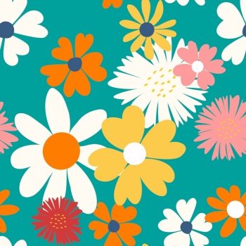 Seamless Pattern Background with Simple Flower Design Elements. Vector Illustration. Seamless Pattern Background with Simple Flower Design Elements. Vector Illustration EPS10