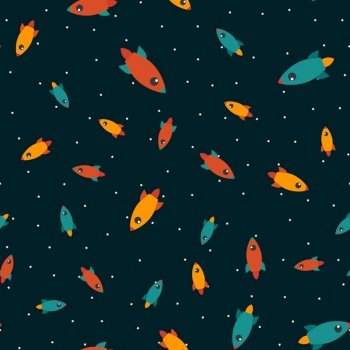 Rocket in space seamless pattern background. Vector Illustration. Rocket in space seamless pattern background. Vector Illustration EPS10