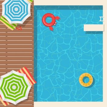 Summer Background poster template with swimming pool and lifebuoy. Vector Illustration EPS10. Summer Background poster template with swimming pool and lifebuoy. Vector Illustration