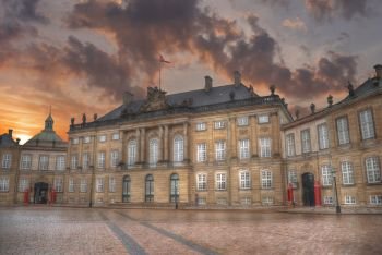 The Royal Amalienborg Palace in Copenhagen. Denmark