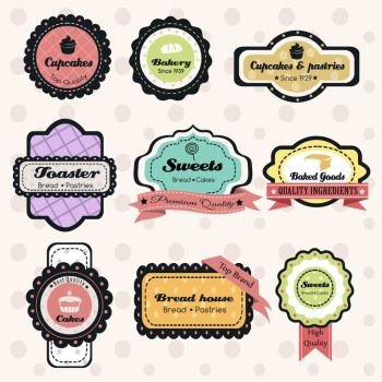 A vector illustration of vintage bakery label sets