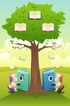 A vector illustration of a learning tree education concept